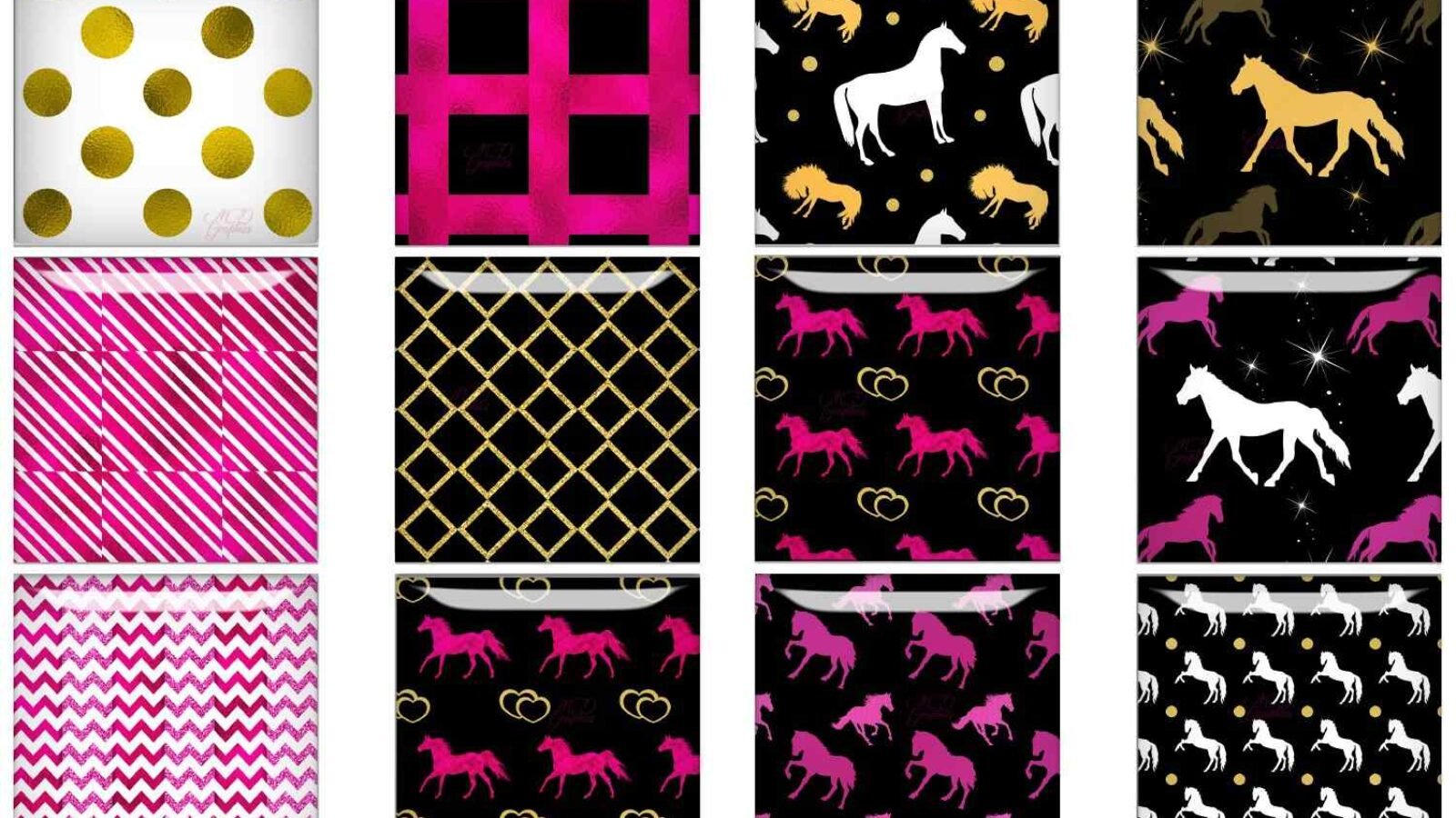 Horses Square Images Collage Sheet Cards