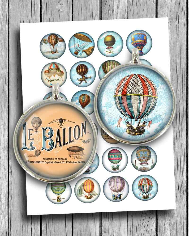 Hot Air Balloon Digital Collage Sheet