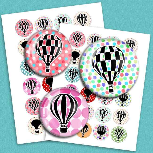 Hot Air Balloons Digital Collage Sheet