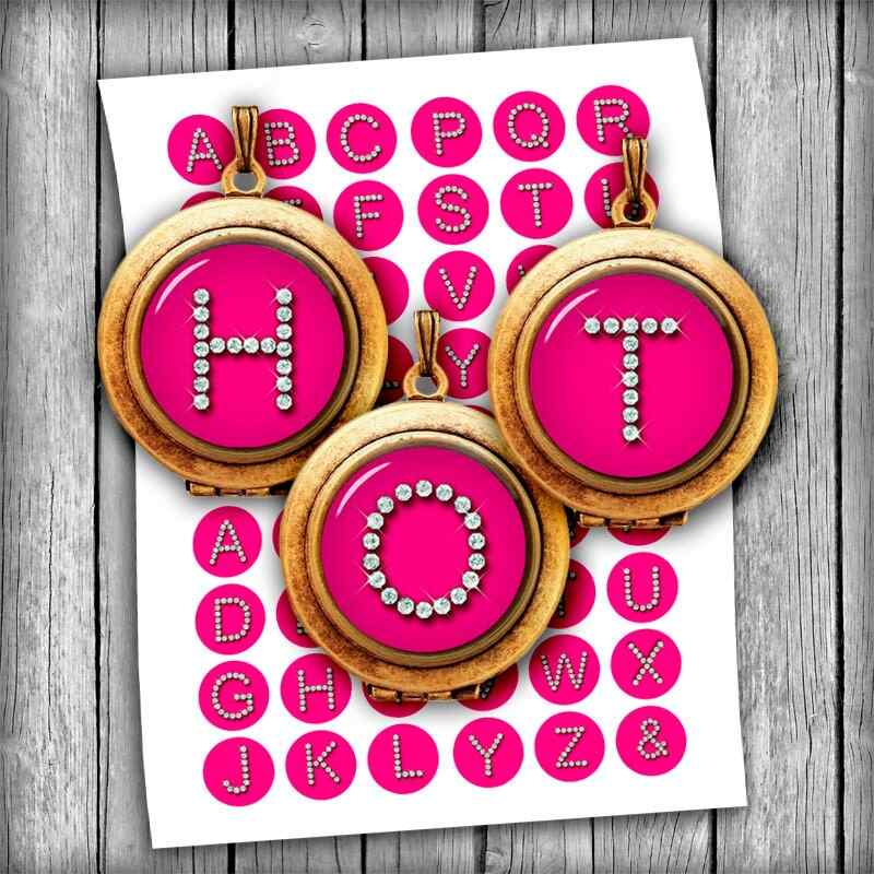 Hot Pink Sparkly Alphabet Circle Images