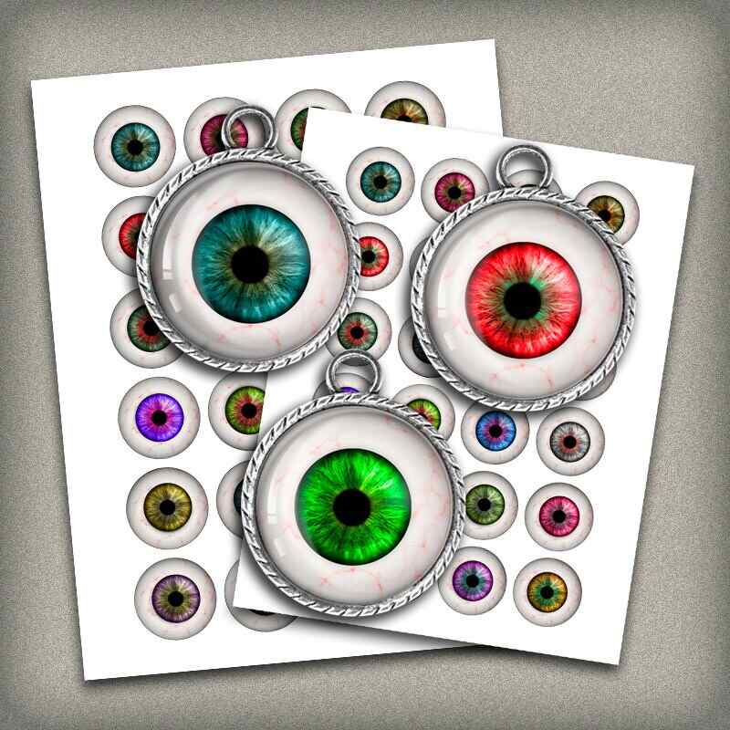 Human Eyeballs Digital Collage Sheet Printable Download