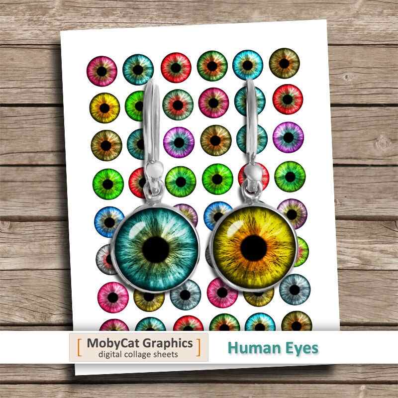 Human Eyes Printable Circles Instant Download