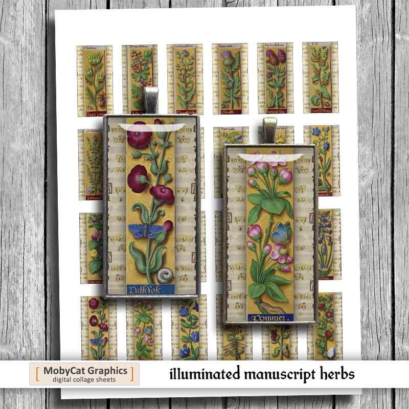 Illuminated Manuscript Digital Collage Sheet