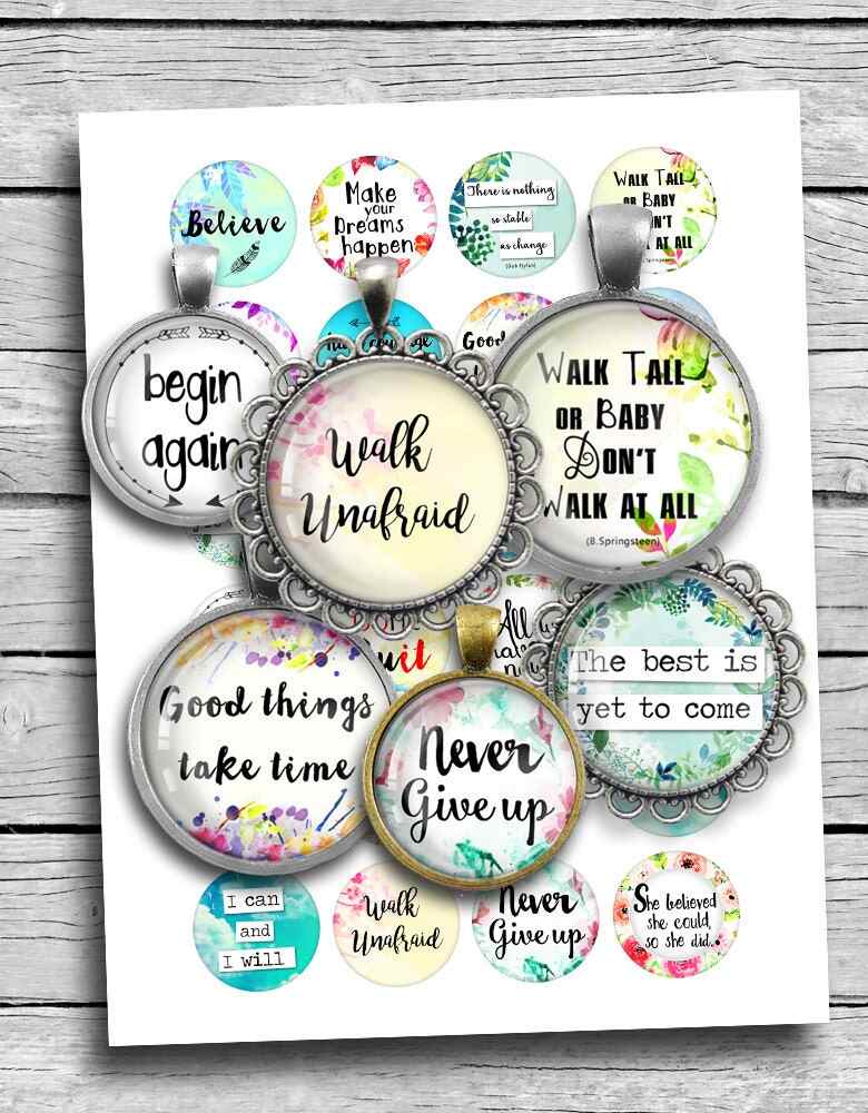 Inspirational Quotes Round images Digital Collage Sheet