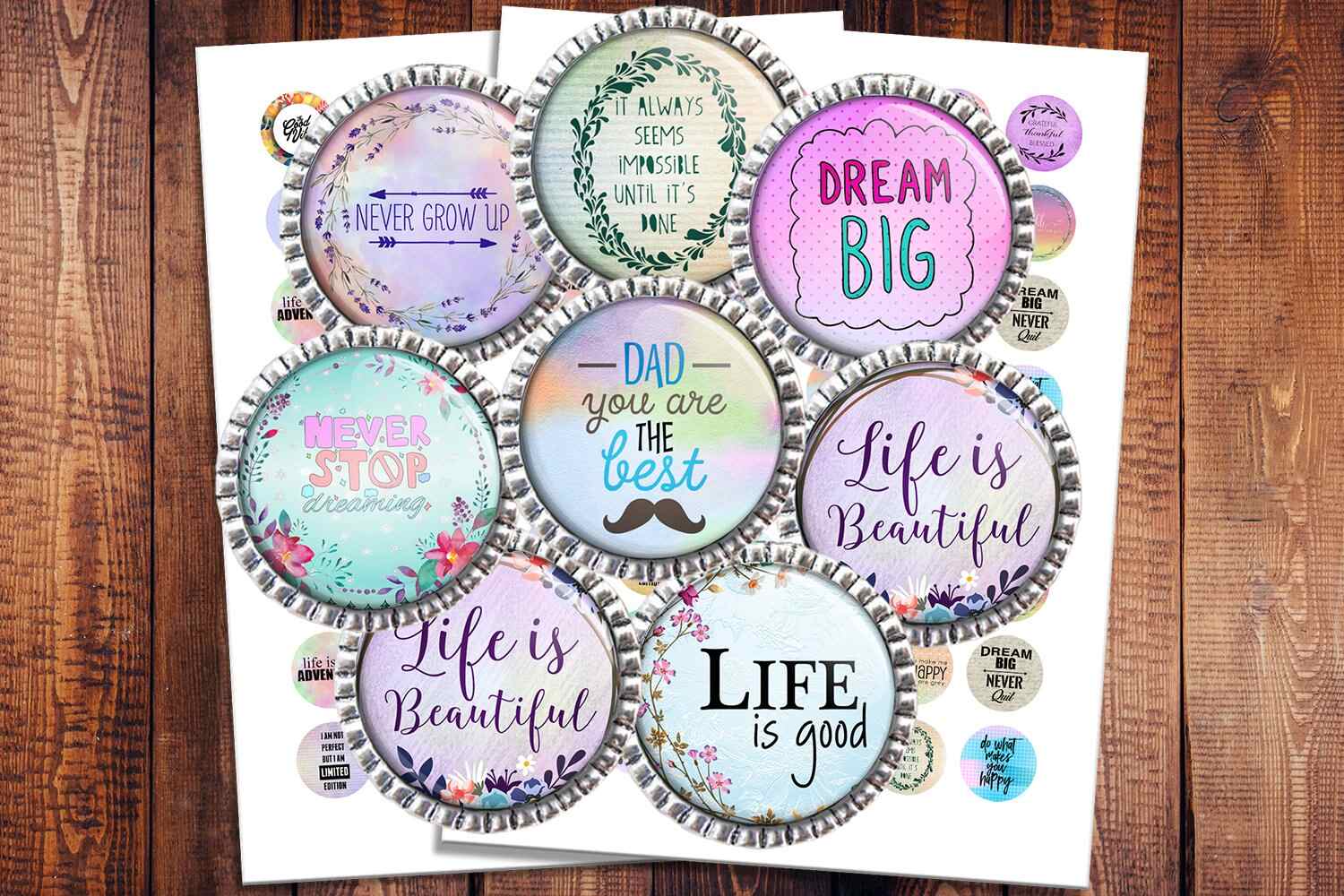 Inspirational Quotes Collage Sheet for Jewelry making