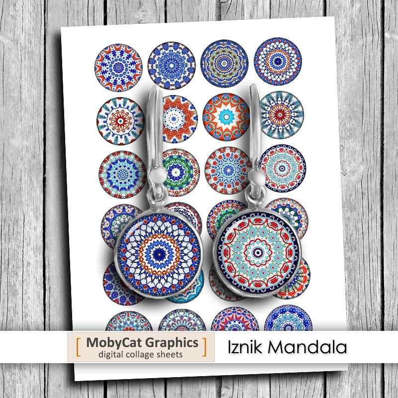 Iznik Mandala Printable Circles Digital Collage