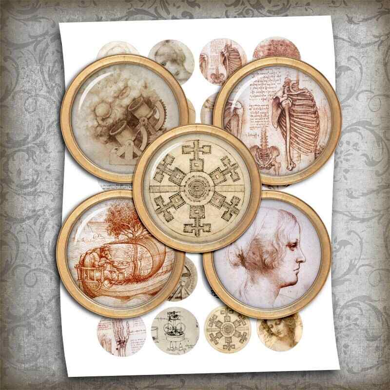 Leonardo Da Vinci Printable Rounds Digital Collage Sheet