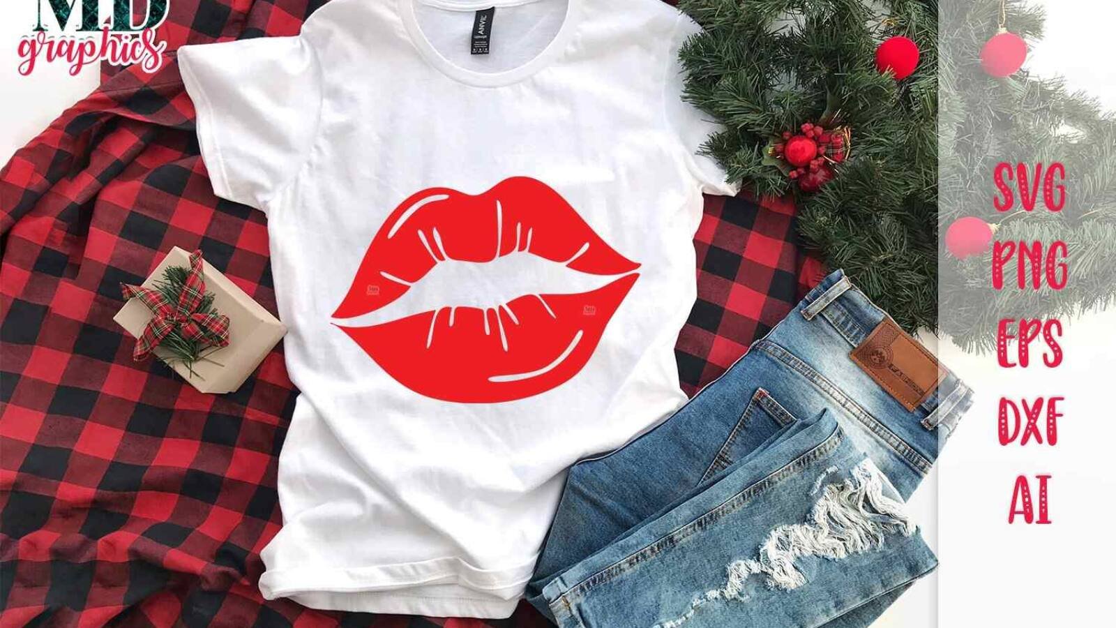 Lips SVG Valentine Red Lips and Kiss Sublimation