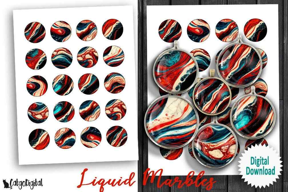 Liquid Marbles Digital Collage Sheets