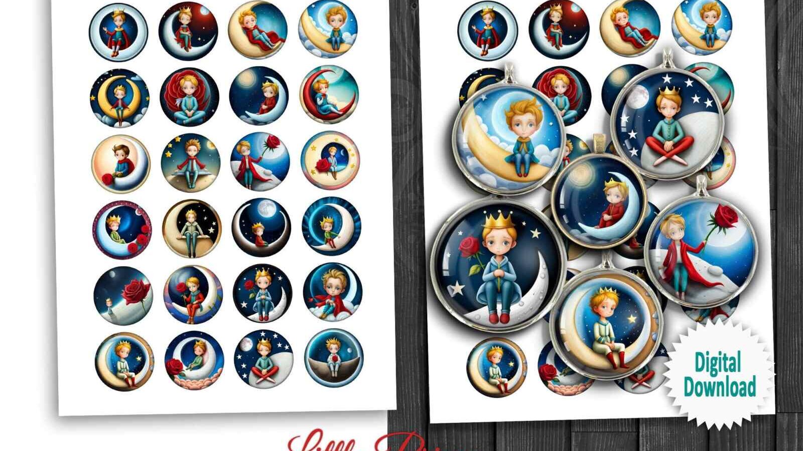 Little Prince Printable Pendants Digital Collage Sheets