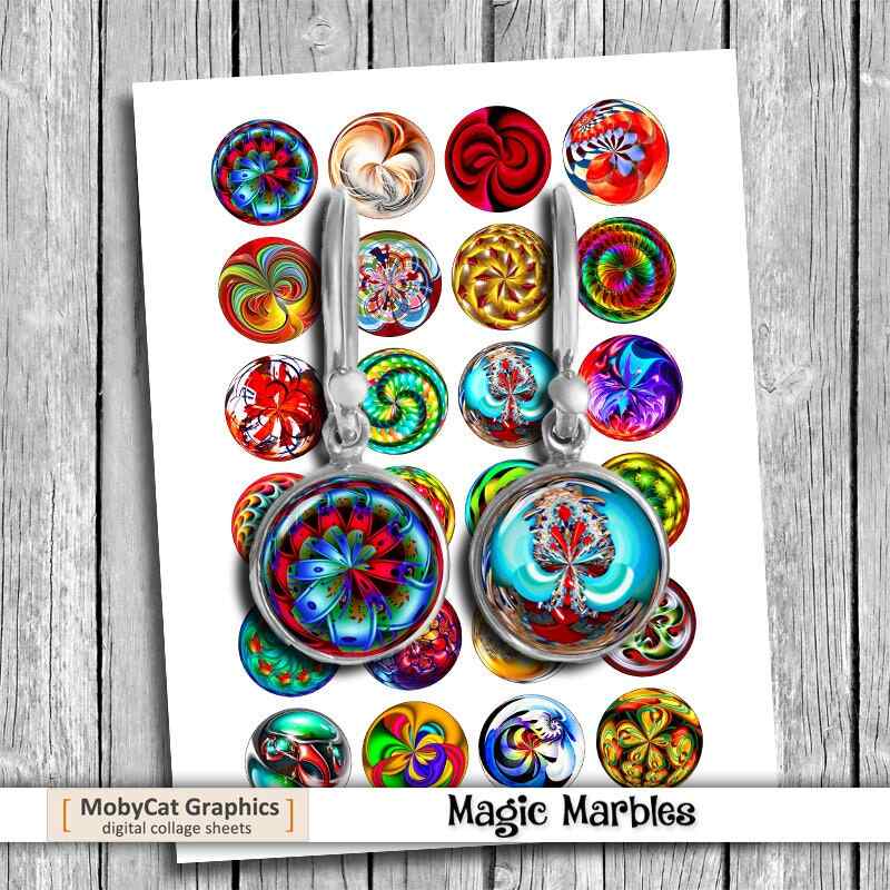 Magic Marbles Circle Images Digital Collage Sheet