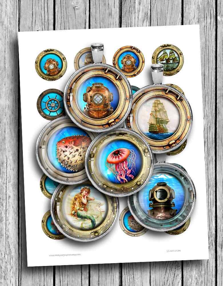 Maritime Portholes Printable Rounds Digital Collage Sheet