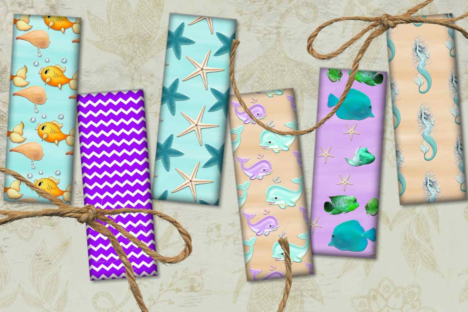 Mermaid Digital Bookmarks Printable Cards for Mermaid Lovers