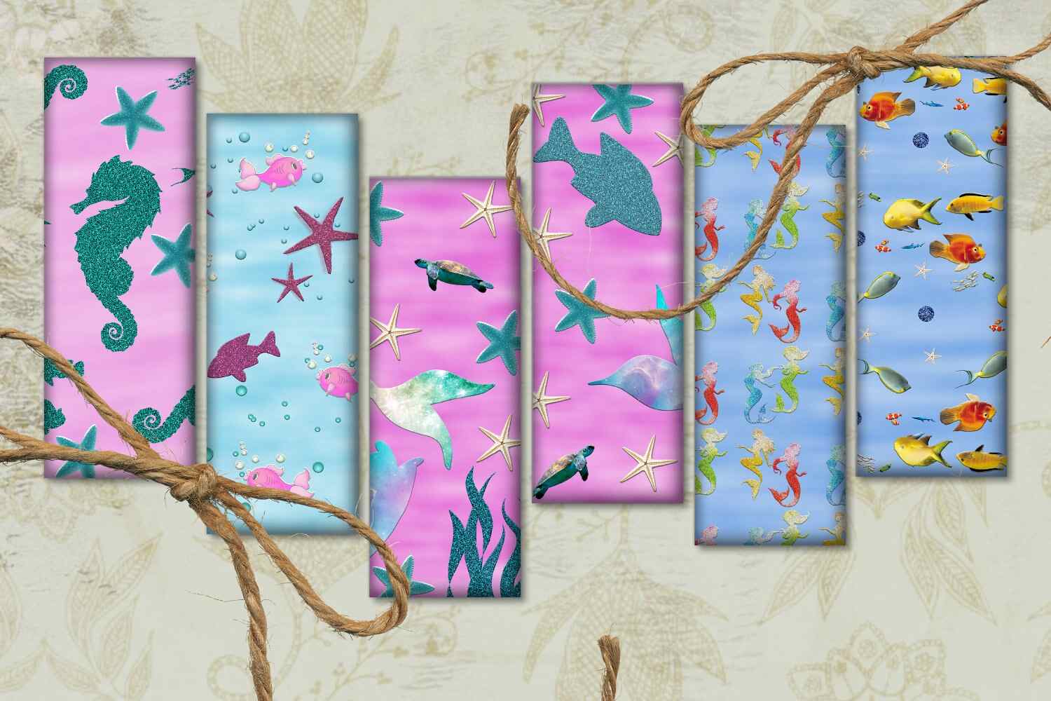 Mermaid Digital Printable Bookmarks Mermaid Printable Cards