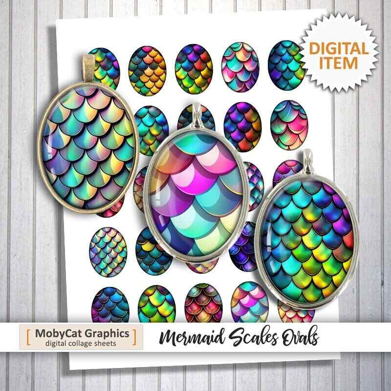 Mermaid Scales Printable Oval Images