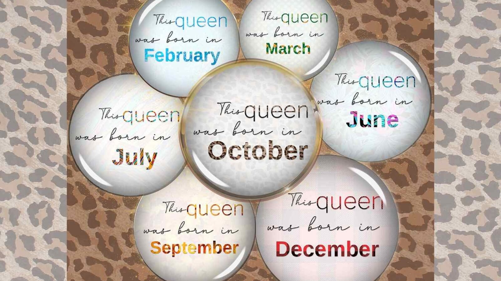 Months Digital Collage Sheet Birthday Queen Circle Images