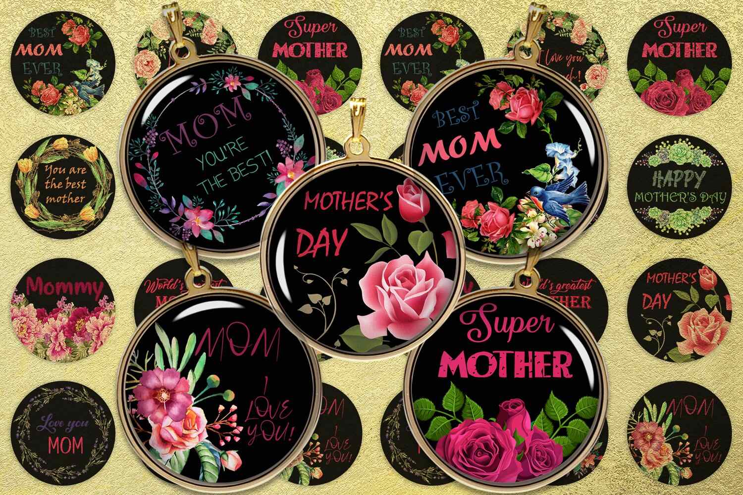 Mother's Day Digital Collage Sheet Quotes Circle Images