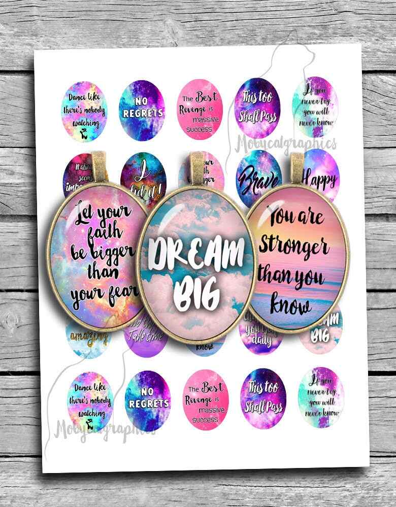 Motivational Quotes Ovals Digital Collage Sheet