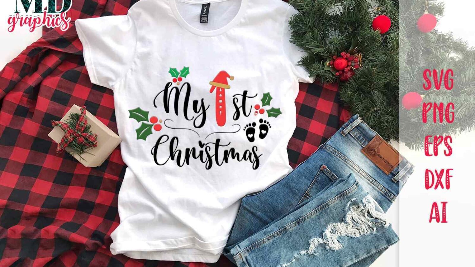 My 1st Christmas Red SVG Design for Baby