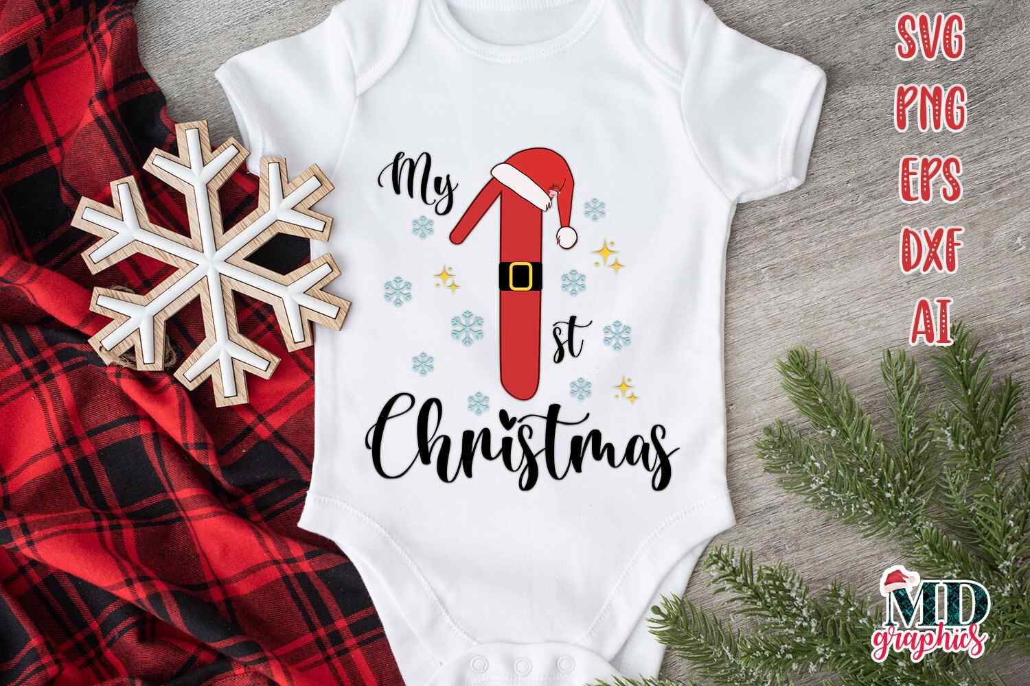 My First Christmas Svg Printable Design For Baby T-shirt