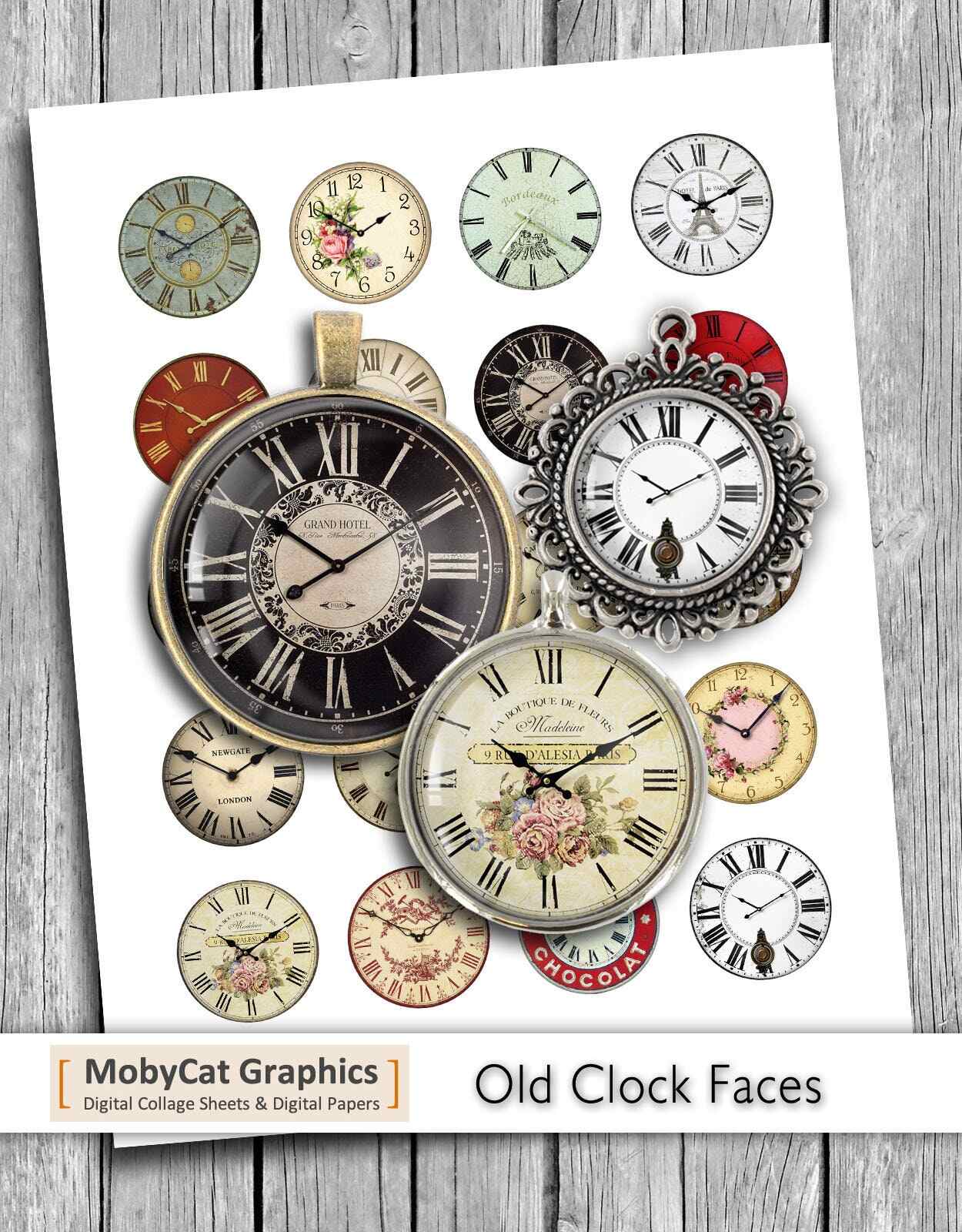 Old Clock Faces Printable Pendants