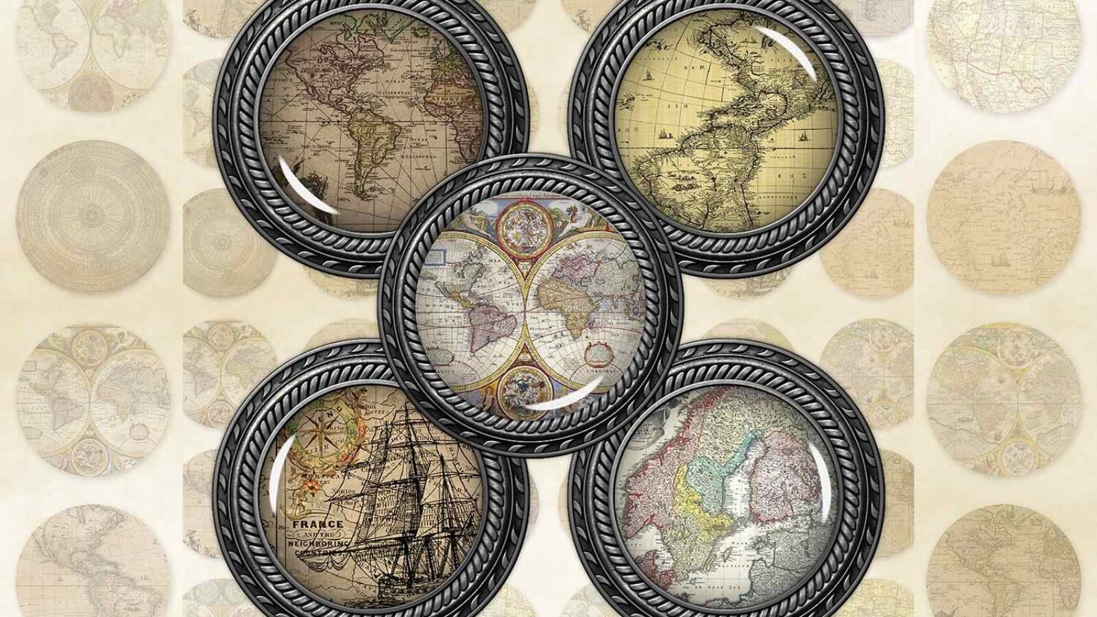 Old Maps Circle Images Old Maps Round Image Maps Printables