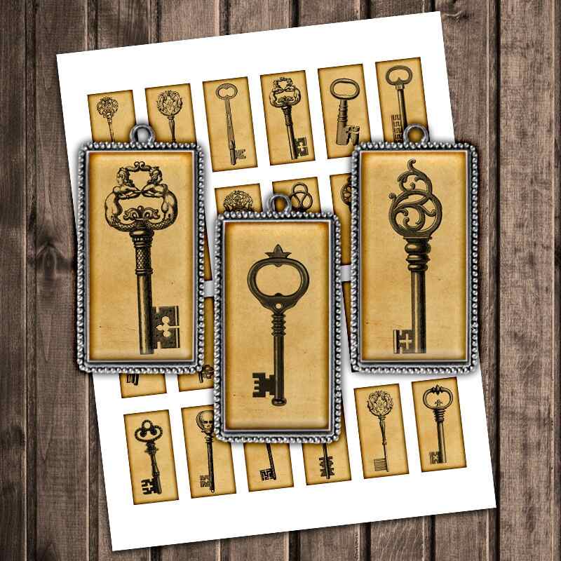 Old Skeleton Keys Printable Domino Images