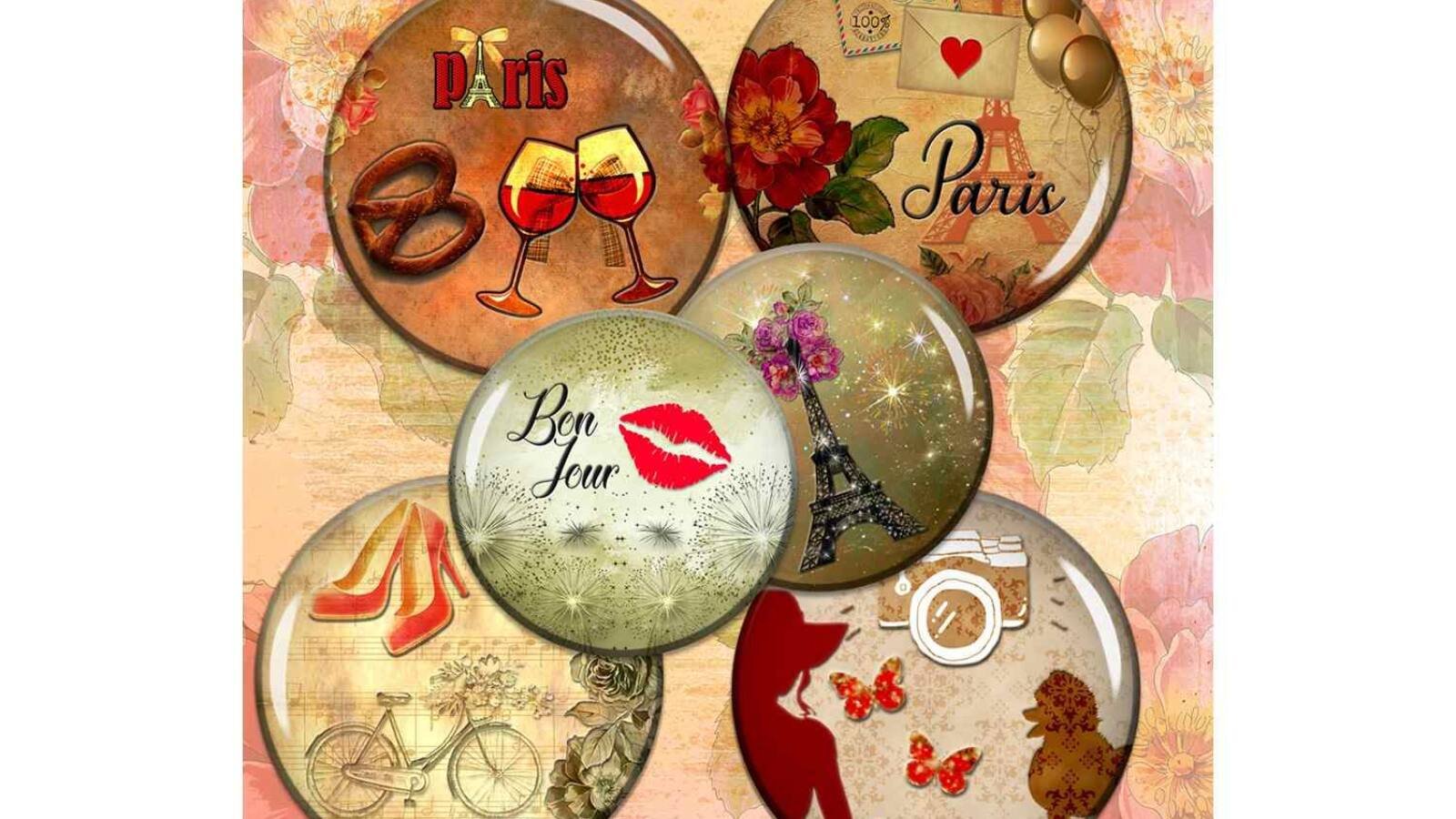 Paris Digital Collage Sheet Vintage Images Flowers Printable