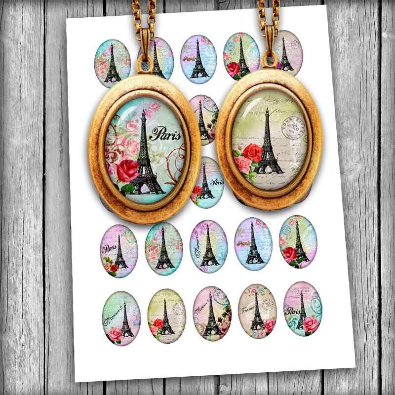 Paris Oval Images Digital Collage Sheet