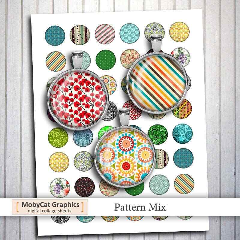 Pattern Mix Circles Printable Digital Collage Sheet