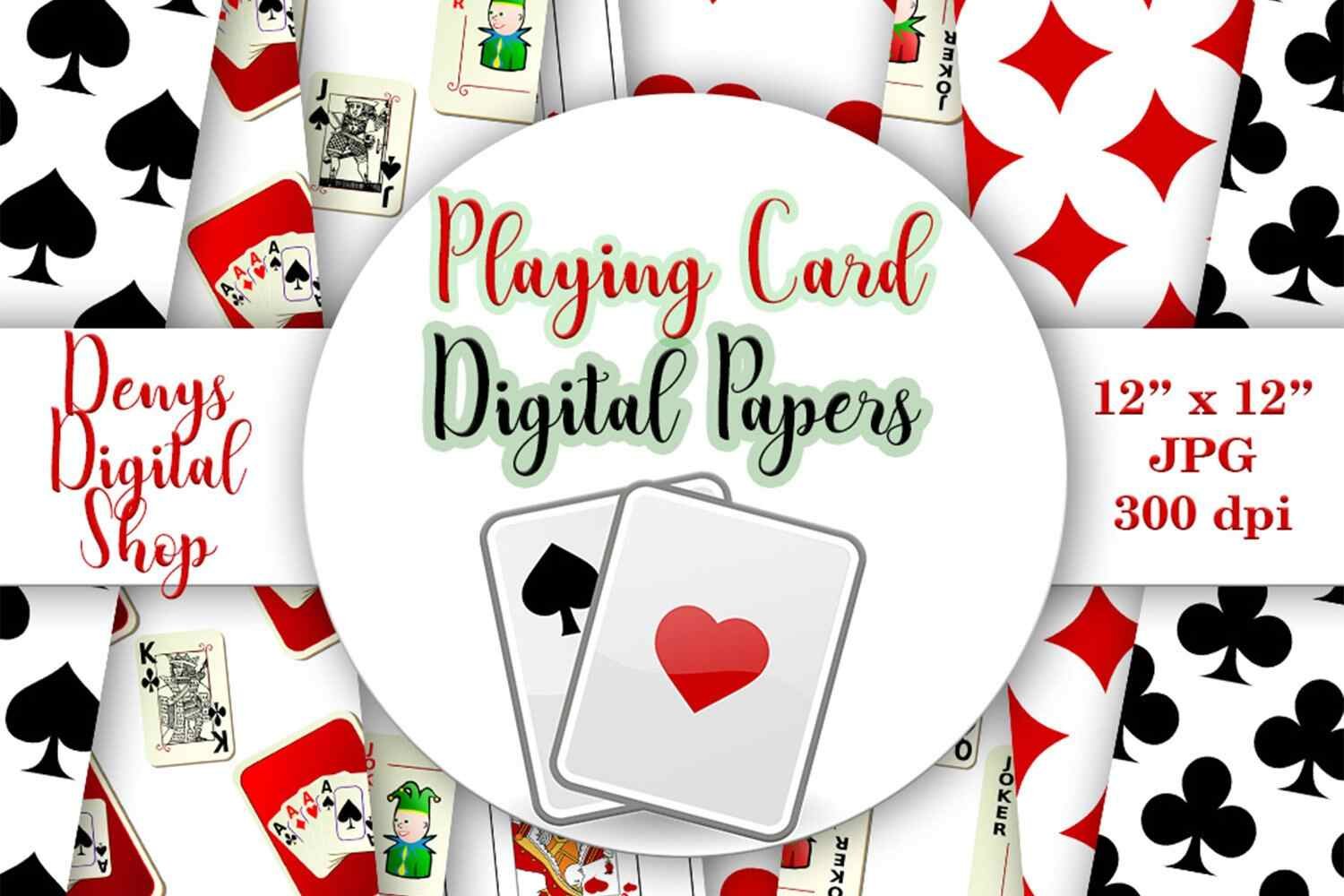 Playing Card Suits Scrapbooking Papers for Printable