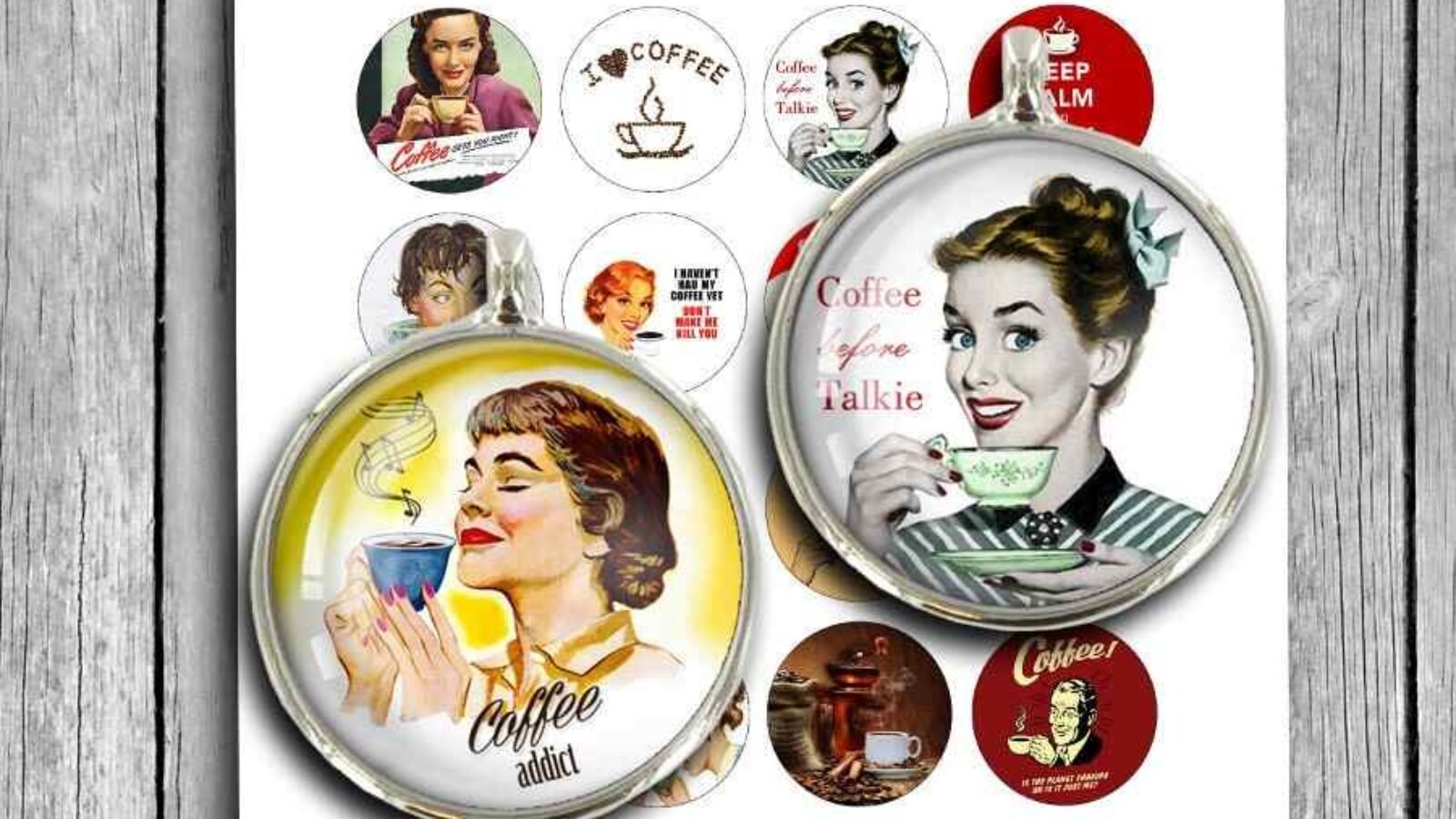 Printable Coffee Circles Digital Collage Sheet