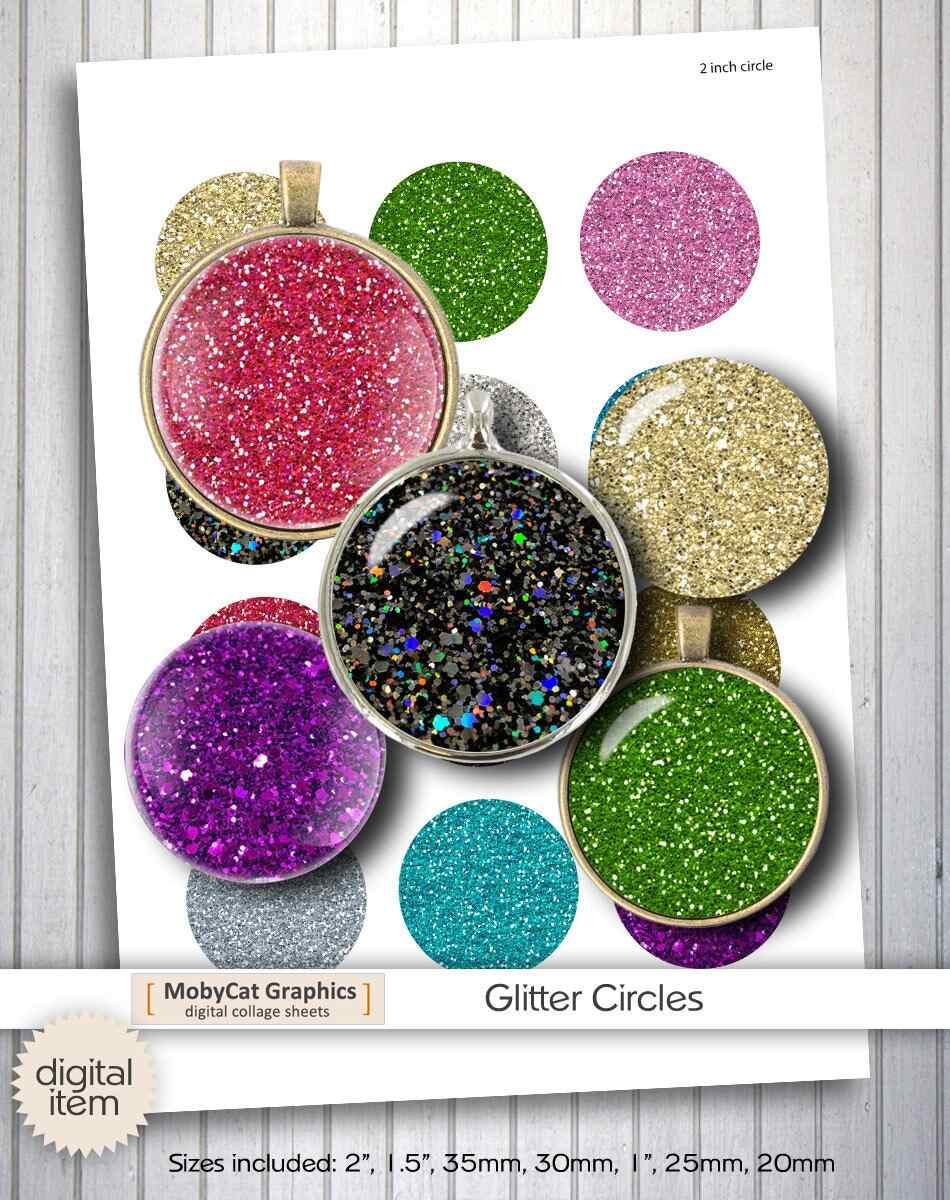 Printable Glitter Circles Digital Collage Sheet