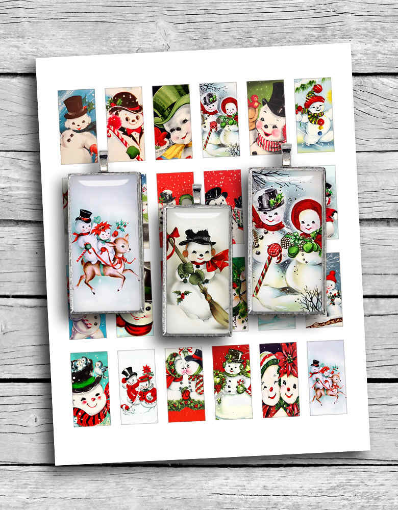 Printable Retro Snowman Domino