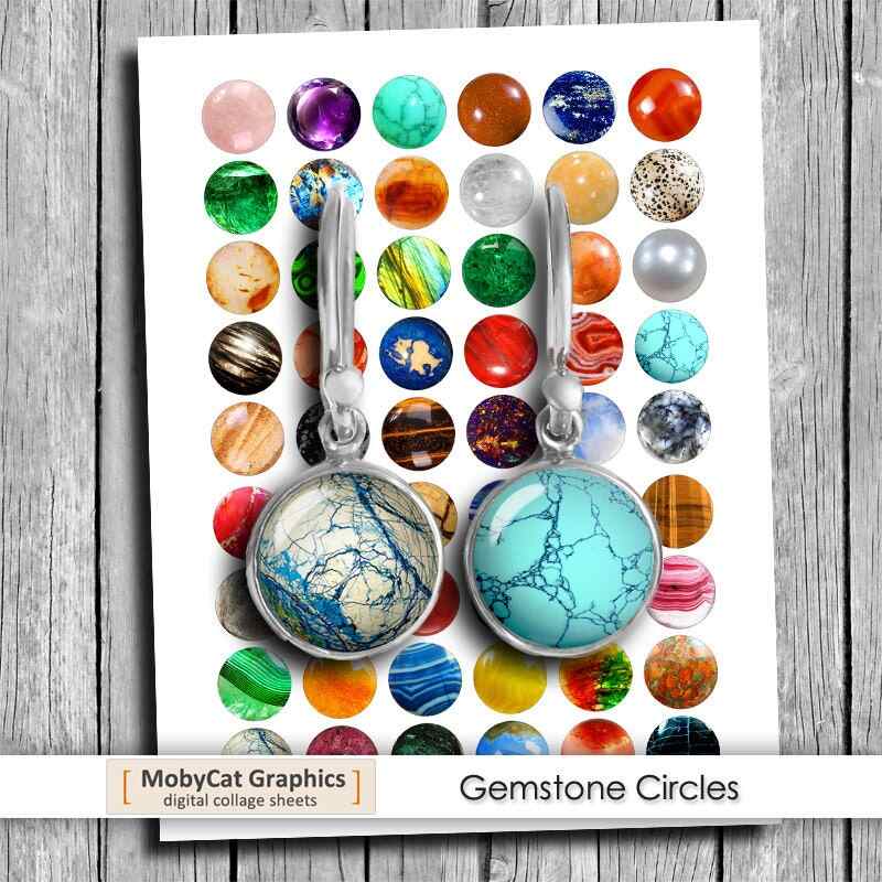 Printable images Gemstones Digital Collage Sheet