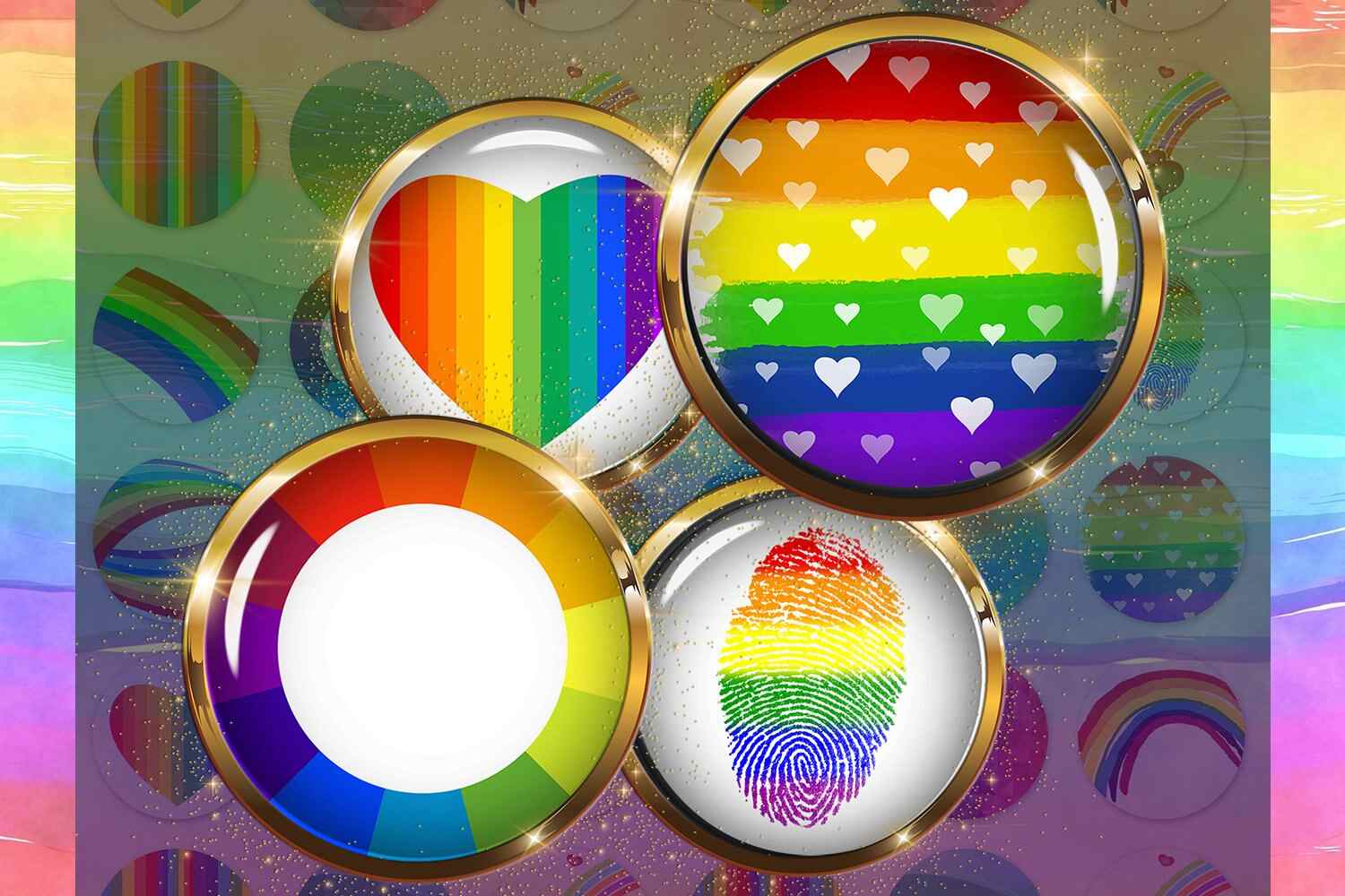 Rainbow Circle Images Pride Round Printables for Jewelry