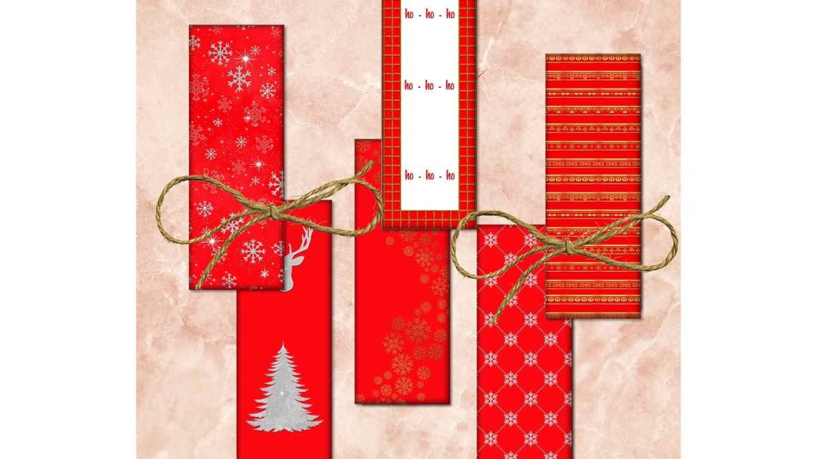 Red Christmas Digital Printable Bookmarks