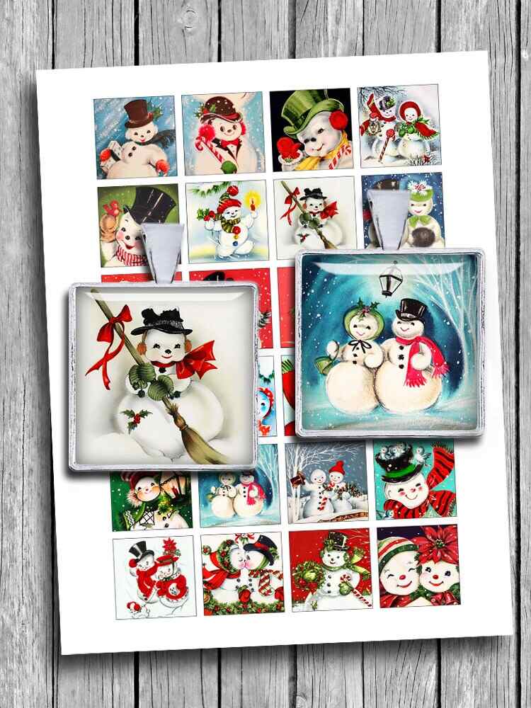 Retro Snowman Square Printable Images