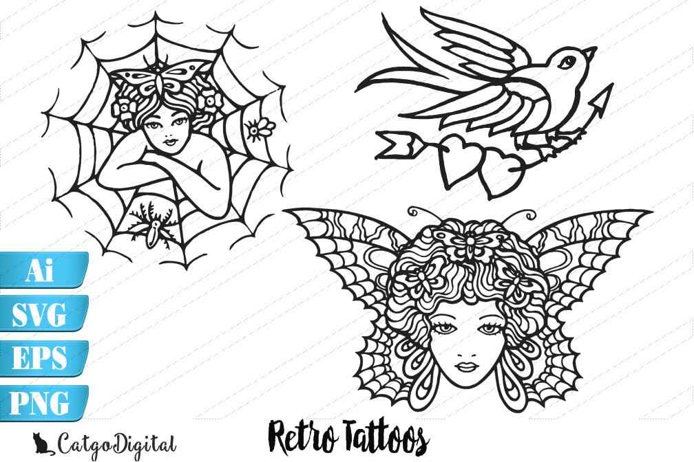 Retro Tattoos SVG EPS Ai PNG