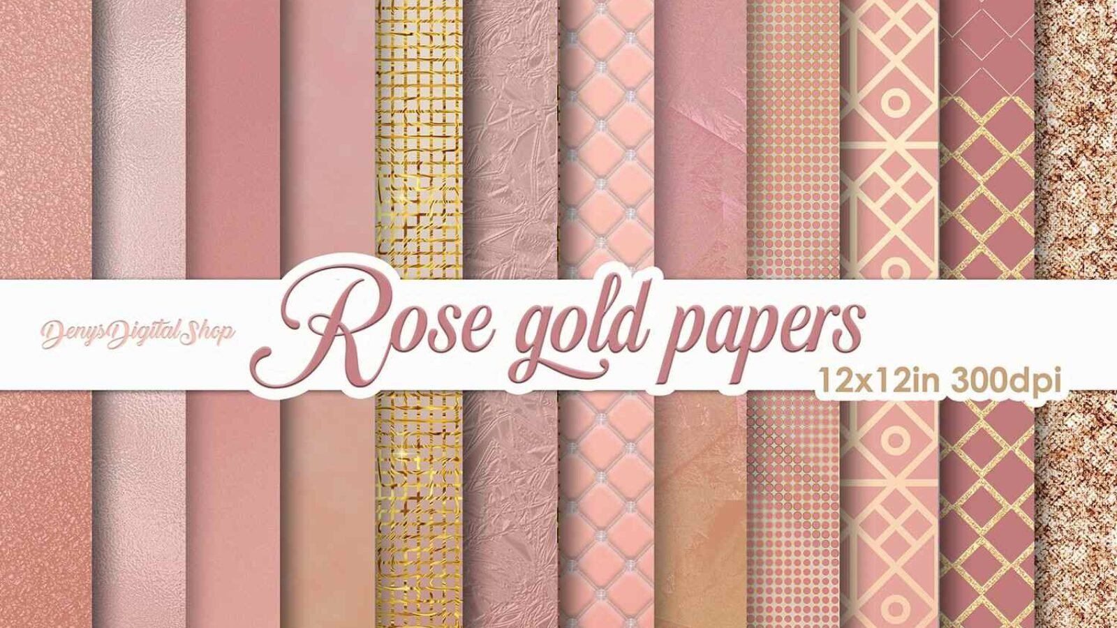 Rose Gold Digital Scrapbooking Papers for Printable