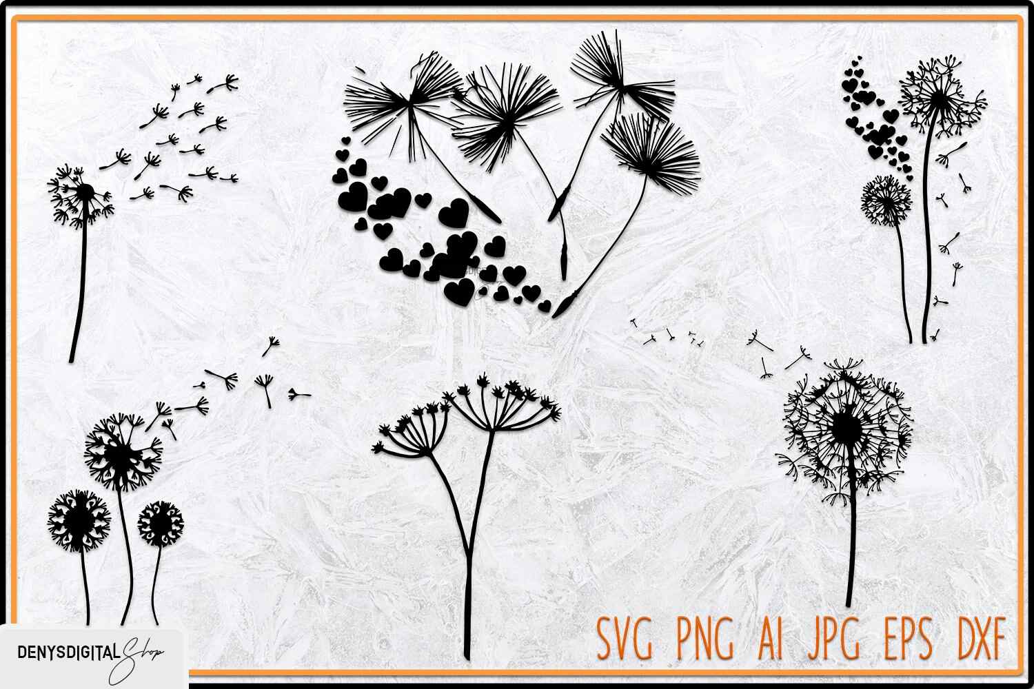 SVG Dandelion PNG Yellow SVG Flower Dandelion for Prints