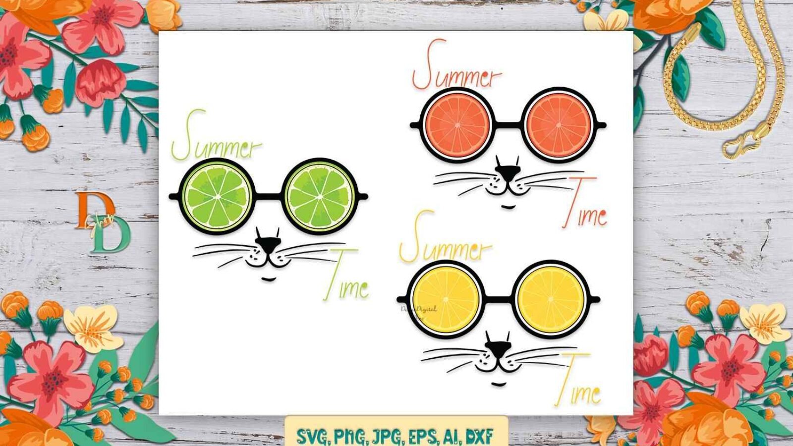SVG Hello Summer cat image for download