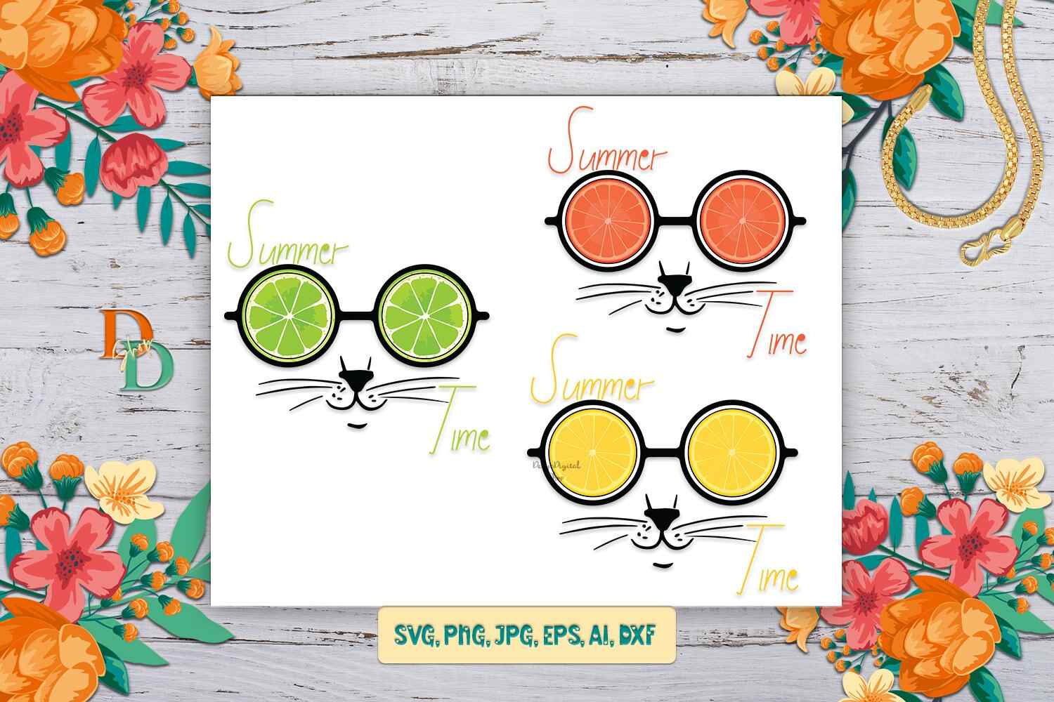 SVG Hello Summer cat image for download