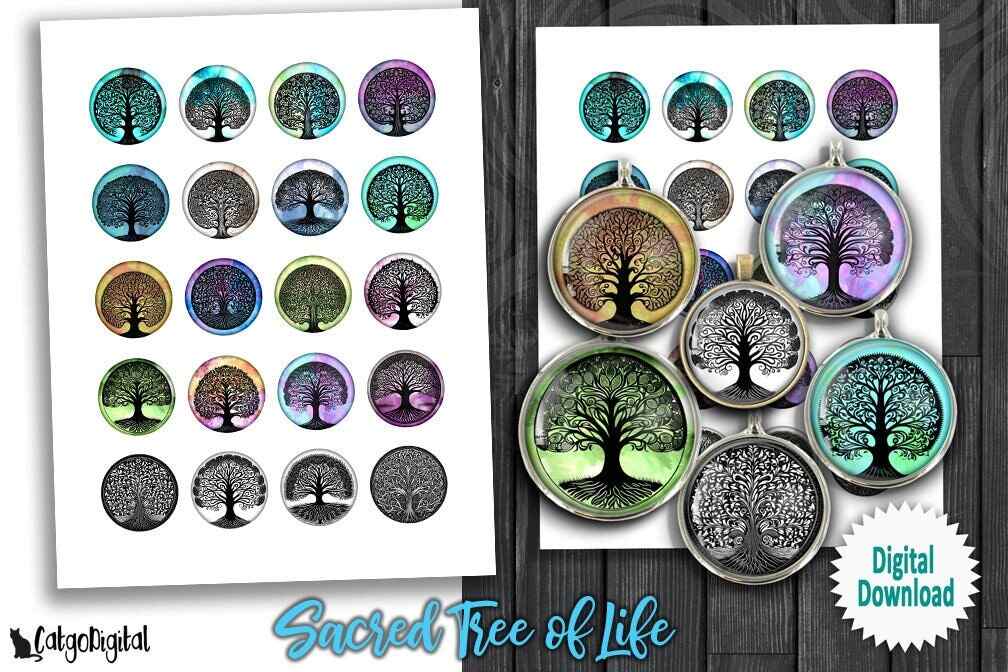 Sacred Tree of Life Printable Digital Collage Sheets