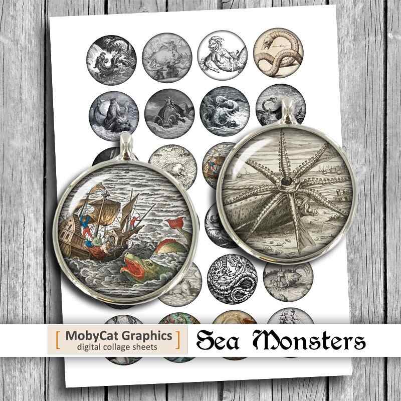 Sea Monsters Printable Digital Collage Sheet