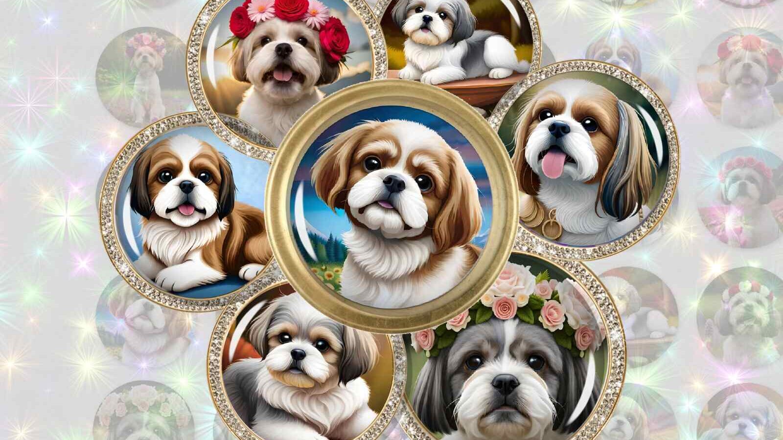 Shih Tzu Digital Collage Sheet Puppy Images Cute Dogs