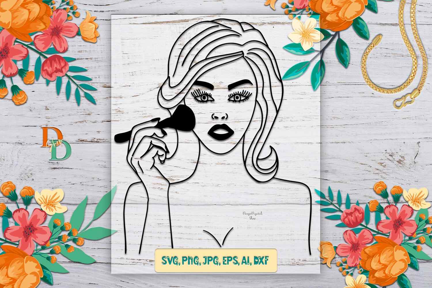 Silhouette SVG Girl Make up Printable Girl Vector File