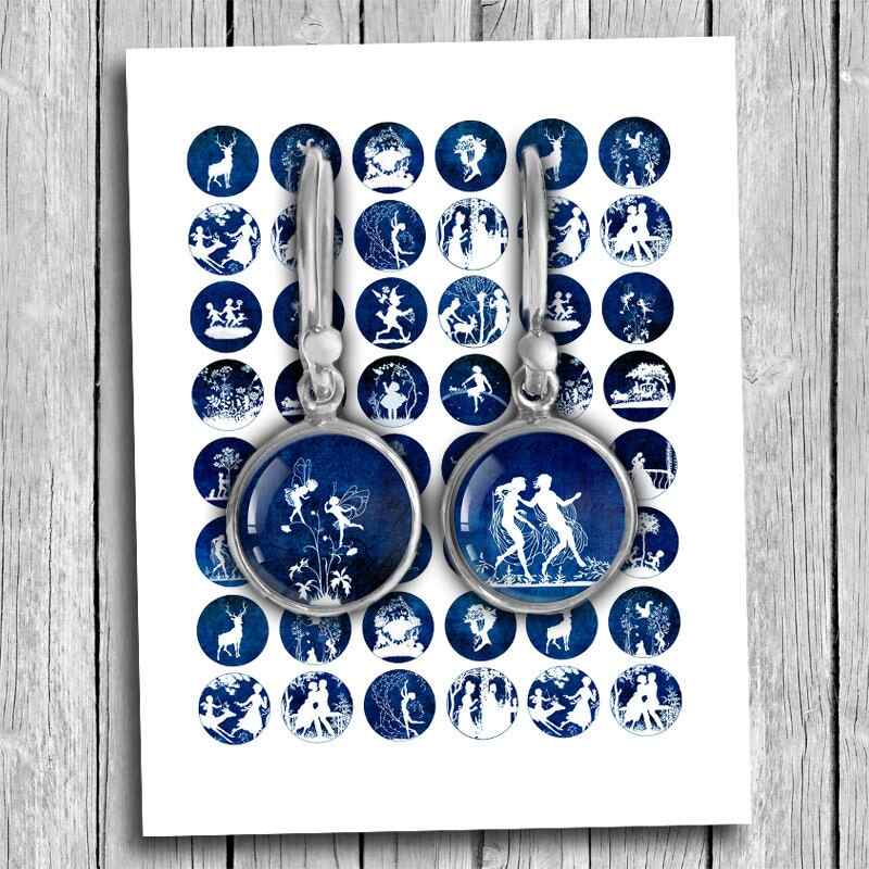 Silhouettes in Blue Printable Digital Sheet Instant Download