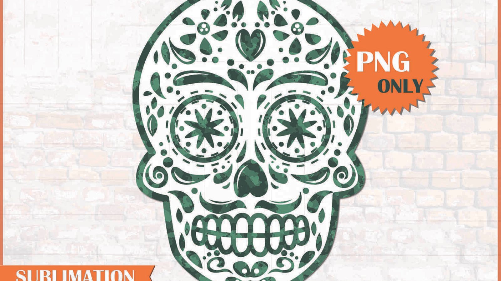 Skull Floral Camouflage PNG Design For T-shirts