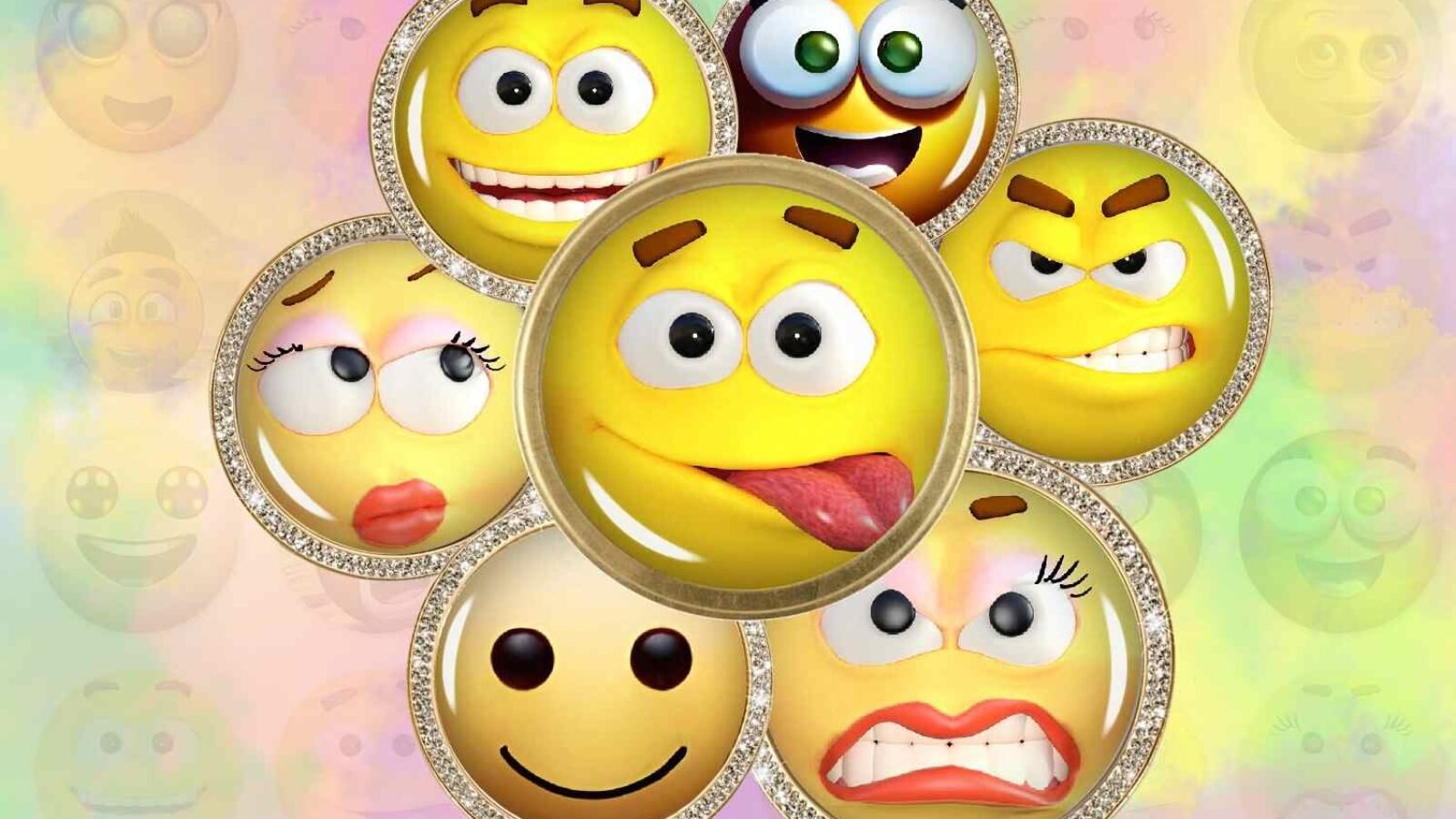 Smileys Emoji Digital Collage Sheet Circles Printables